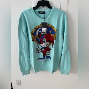 Avenue George V Paris Sweatshirt Blue Long sleeve Rhinestone GV Knuckles NWT